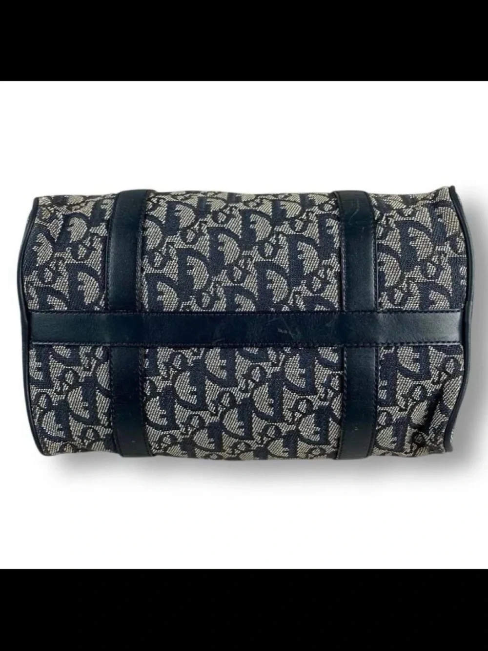 Dior Navy & Beige Oblique Satchel with Gold Hardware